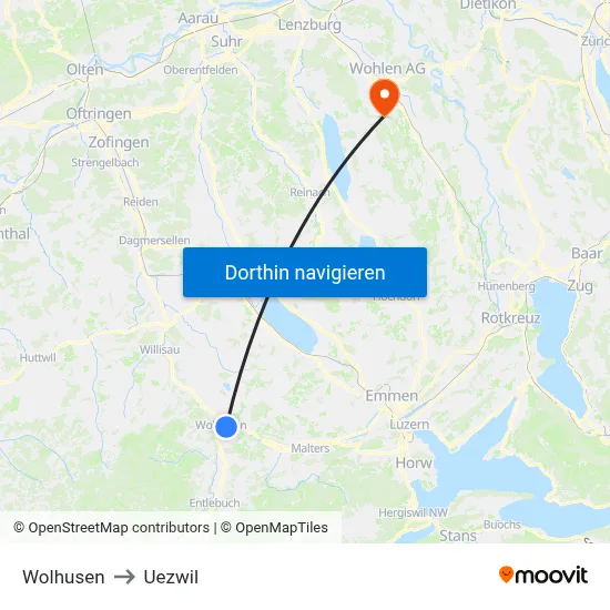Wolhusen to Uezwil map