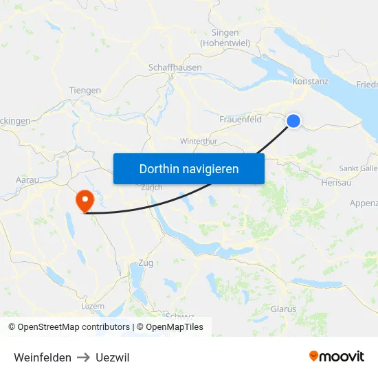 Weinfelden to Uezwil map