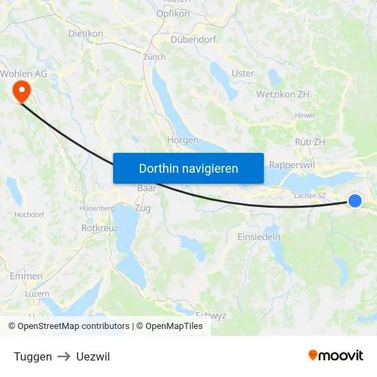 Tuggen to Uezwil map