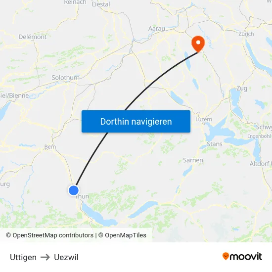 Uttigen to Uezwil map