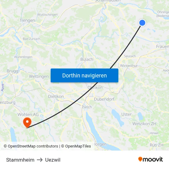 Stammheim to Uezwil map