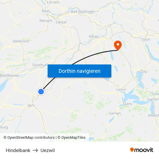 Hindelbank to Uezwil map