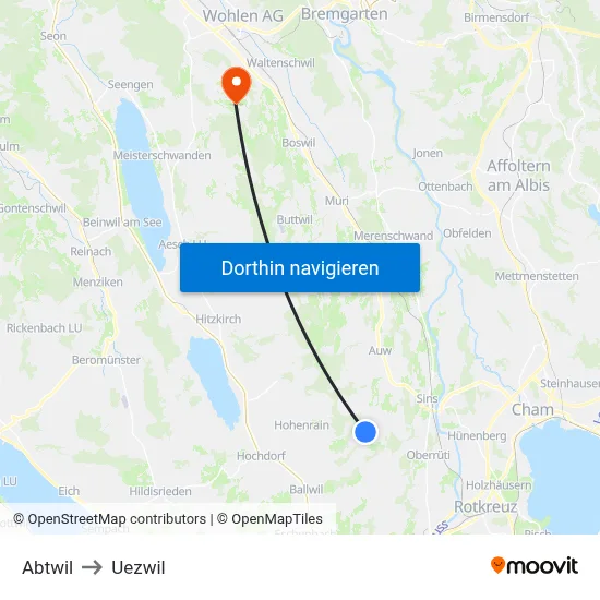 Abtwil to Uezwil map