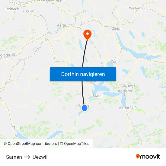 Sarnen to Uezwil map