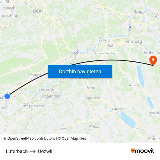 Luterbach to Uezwil map