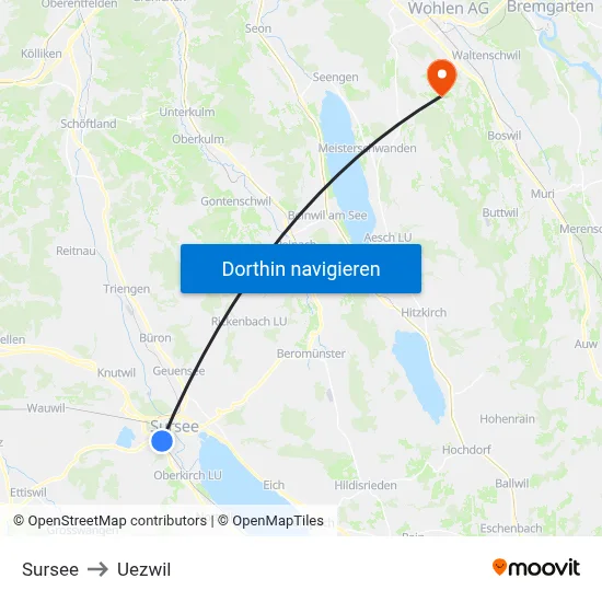 Sursee to Uezwil map