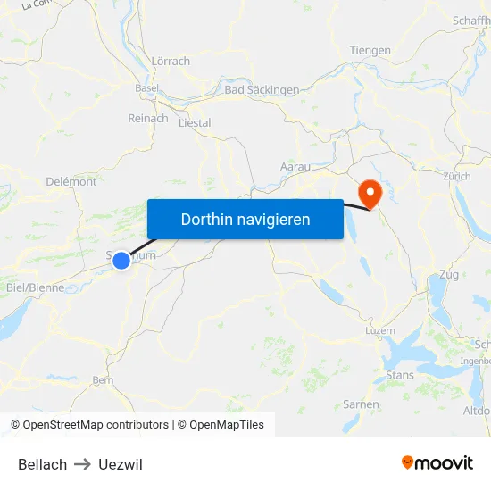 Bellach to Uezwil map