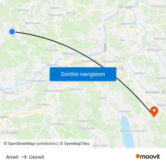 Anwil to Uezwil map
