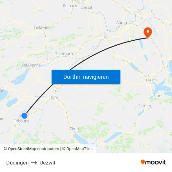 Düdingen to Uezwil map