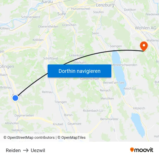 Reiden to Uezwil map