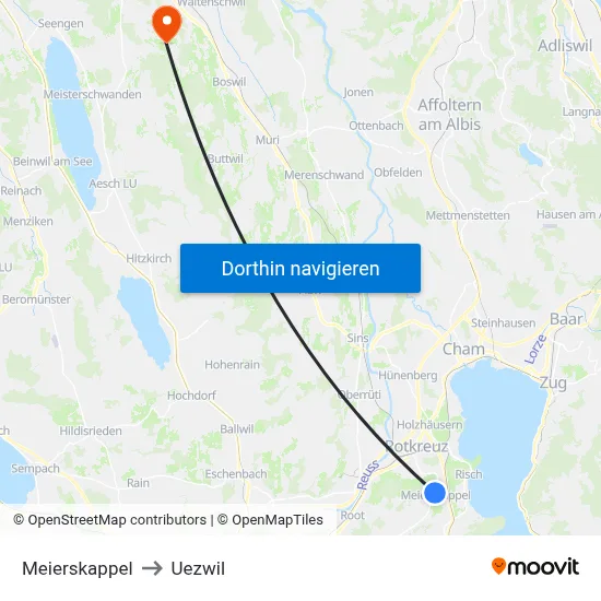 Meierskappel to Uezwil map