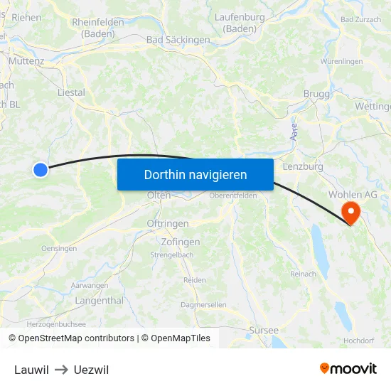Lauwil to Uezwil map