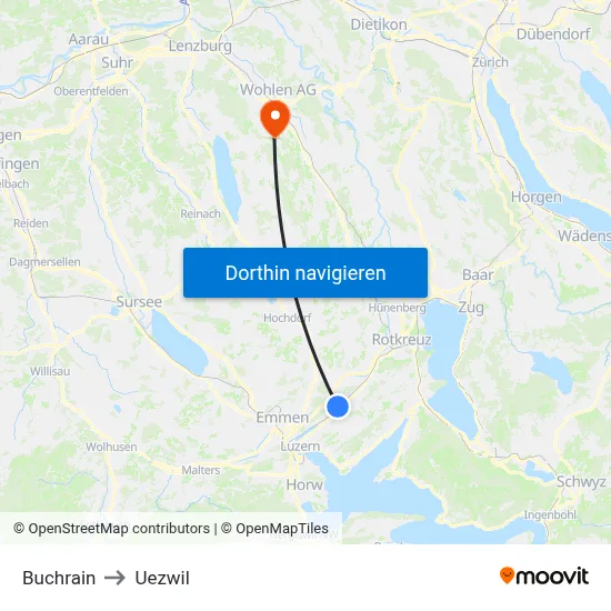 Buchrain to Uezwil map