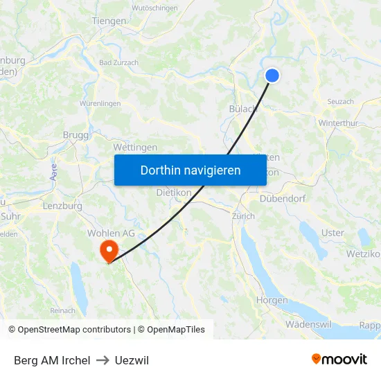 Berg AM Irchel to Uezwil map