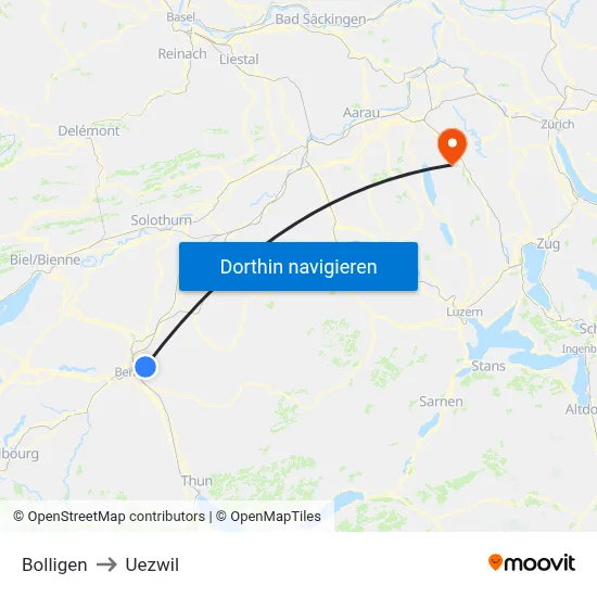 Bolligen to Uezwil map
