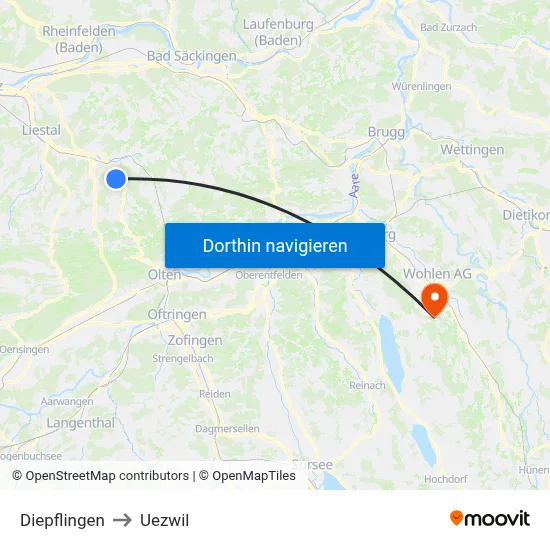Diepflingen to Uezwil map