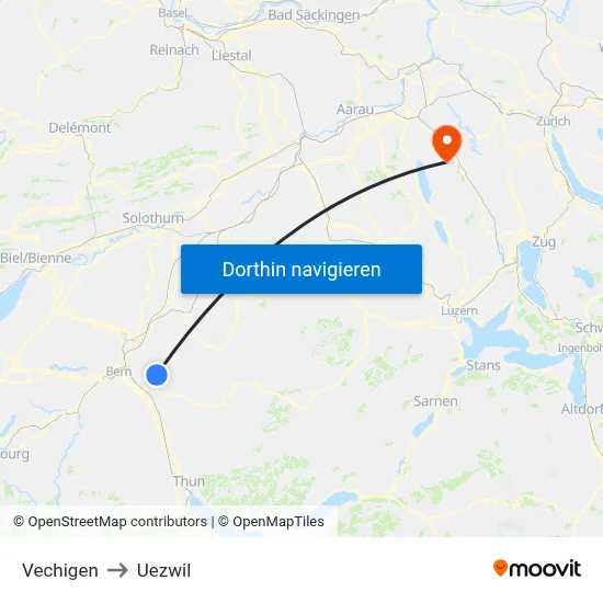 Vechigen to Uezwil map
