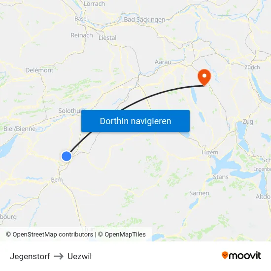 Jegenstorf to Uezwil map