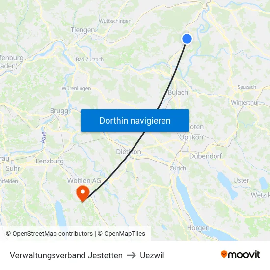 Verwaltungsverband Jestetten to Uezwil map