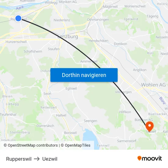 Rupperswil to Uezwil map