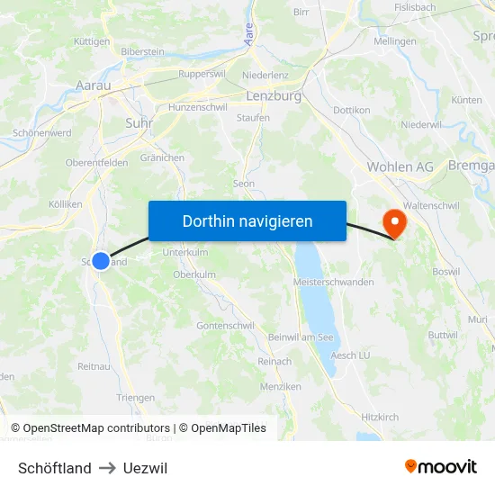 Schöftland to Uezwil map