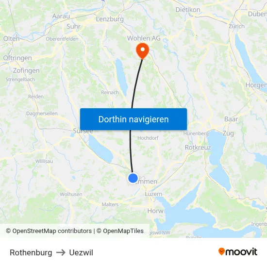 Rothenburg to Uezwil map