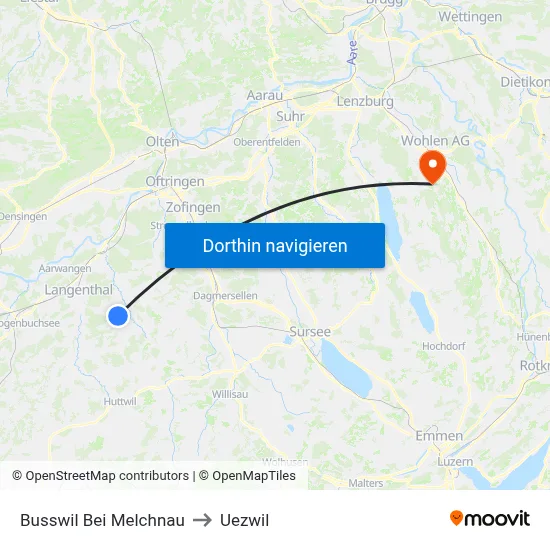 Busswil Bei Melchnau to Uezwil map