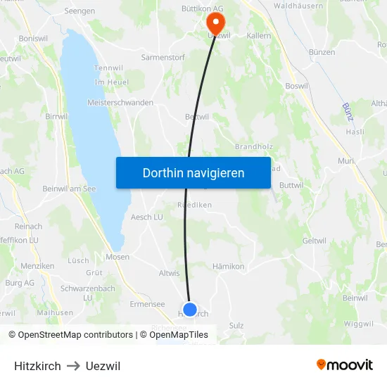 Hitzkirch to Uezwil map