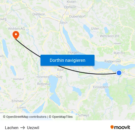 Lachen to Uezwil map