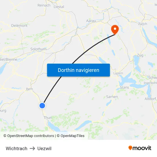 Wichtrach to Uezwil map
