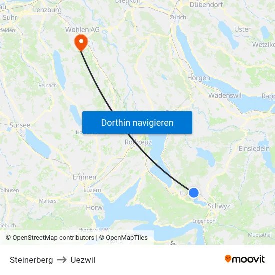 Steinerberg to Uezwil map