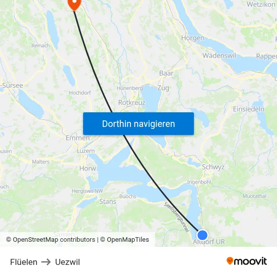 Flüelen to Uezwil map
