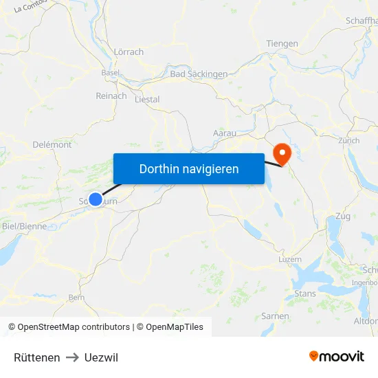 Rüttenen to Uezwil map