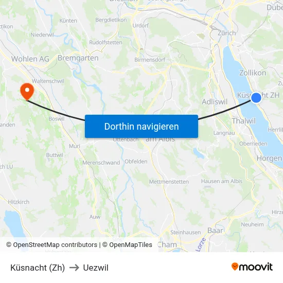 Küsnacht (Zh) to Uezwil map