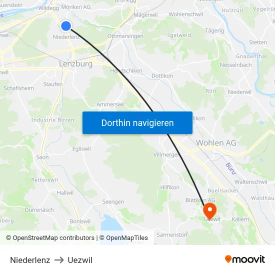 Niederlenz to Uezwil map