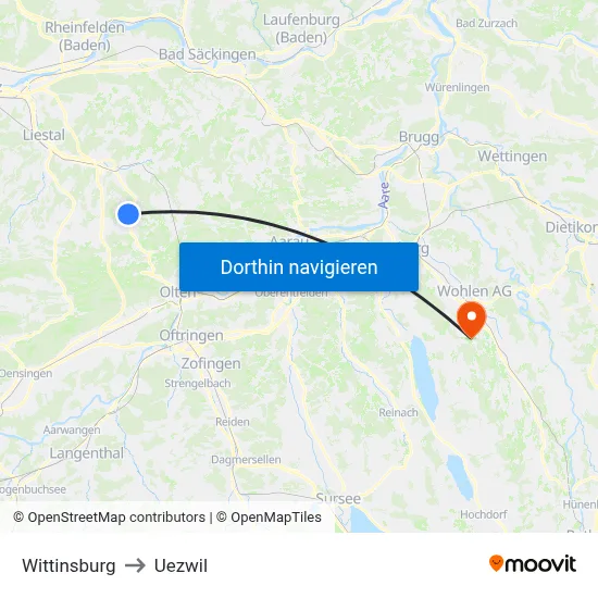 Wittinsburg to Uezwil map
