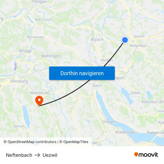 Neftenbach to Uezwil map