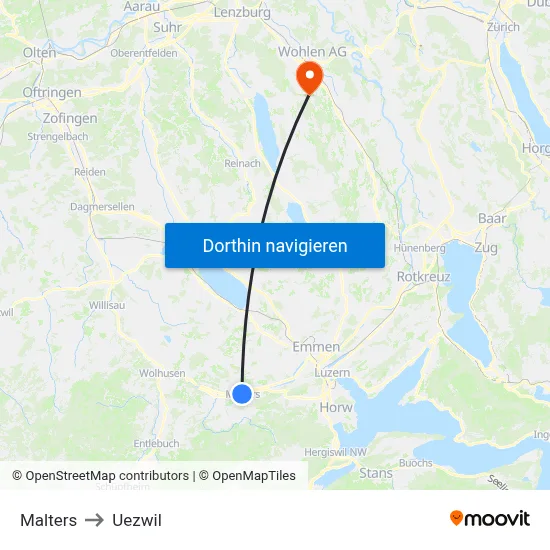 Malters to Uezwil map