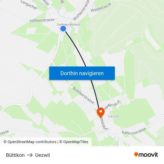 Büttikon to Uezwil map