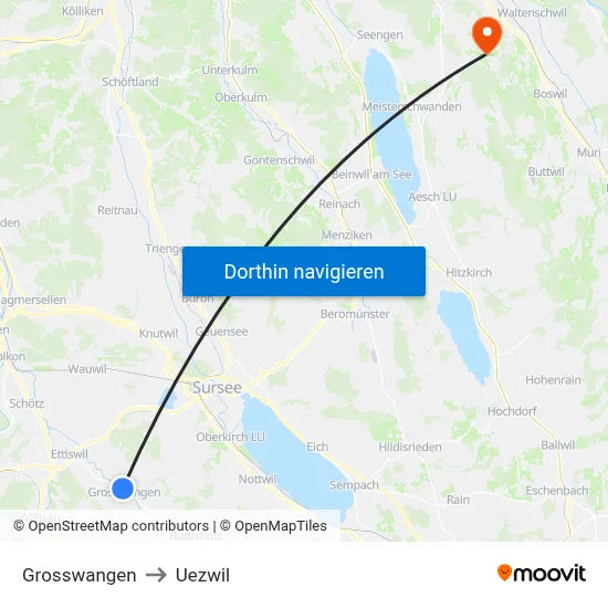Grosswangen to Uezwil map