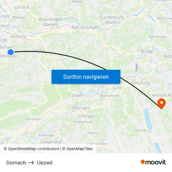 Dornach to Uezwil map