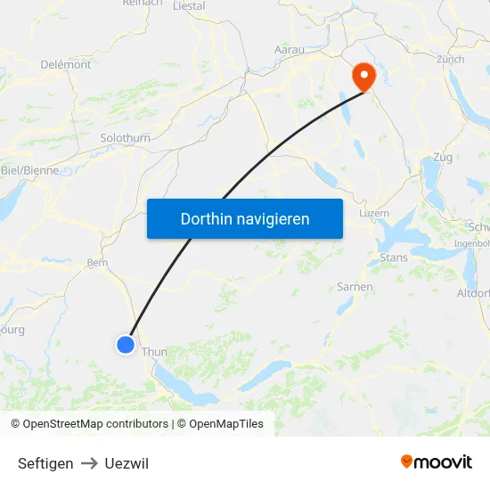 Seftigen to Uezwil map
