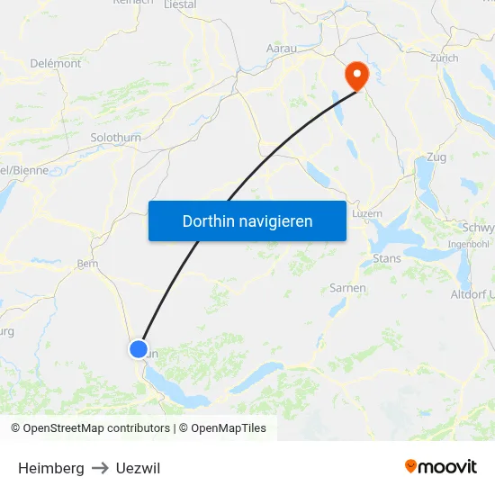 Heimberg to Uezwil map