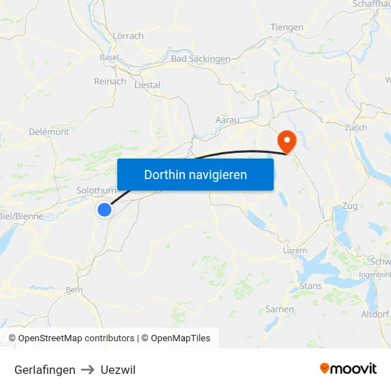 Gerlafingen to Uezwil map