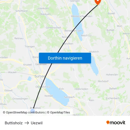 Buttisholz to Uezwil map