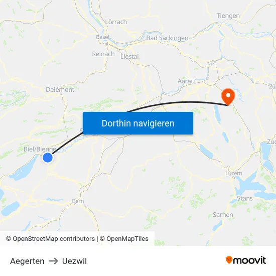Aegerten to Uezwil map