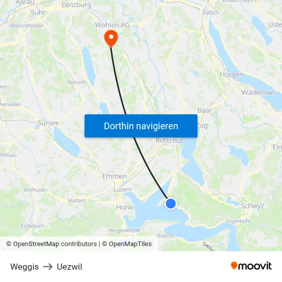 Weggis to Uezwil map