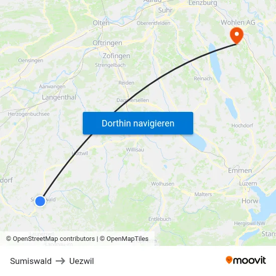 Sumiswald to Uezwil map