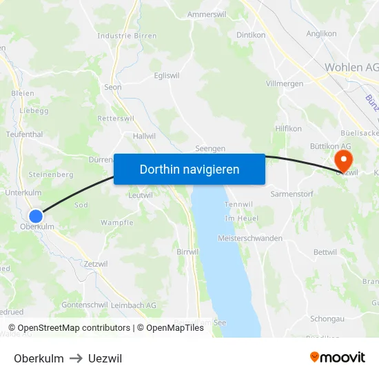 Oberkulm to Uezwil map