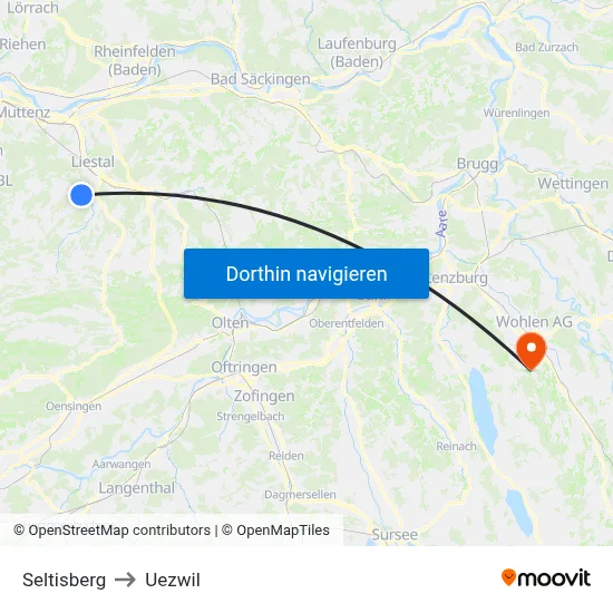 Seltisberg to Uezwil map